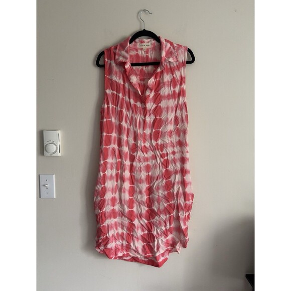 Anthropologie Dresses & Skirts - Cloth & Stone Anthropologie Large Dress Tie Dye Pink Cream Pockets Boho Beach
